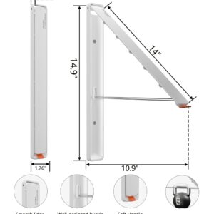 Dr.DJ Clothes Drying Rack Wall Mounted, Retractable & Foldable Clothes Hanger for Laundry Room Organization and Storage, Clothes Hanger Rack for Dorm, Closet, Balcony, Laundry Room(1P, Metal, White)