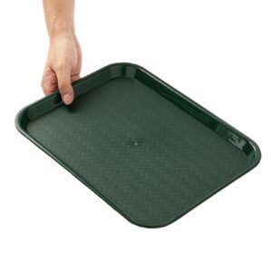 Restaurantware RW Base 10 x 14 Inch Fast Food Tray 1 Sturdy Cafeteria Lunch Tray - Lightweight No Slip Forest Green Plastic Serving Tray Rounded Corners For Restaurants Or Dinner Service