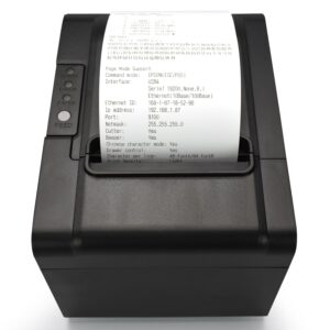 HK SYSTEMS RP326, Black, POS Printer, 80mm USB Thermal Receipt Printer, Auto Cutter Support Cash Drawer, USB/Serial/Ethernet Interface for Windows/Mac/Linux, Do Not Square