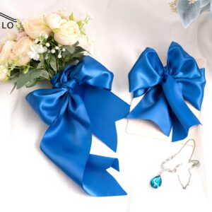 FAKILO Blue Satin Ribbon, 4 Inch Wide Double Faced Royal Blue Ribbon for Gift Wrapping Wedding Chair Pageant Sashes Craft Bow Making Christmas Party Decor Cutting Ceremony Kit Grand Opening -10 Yards