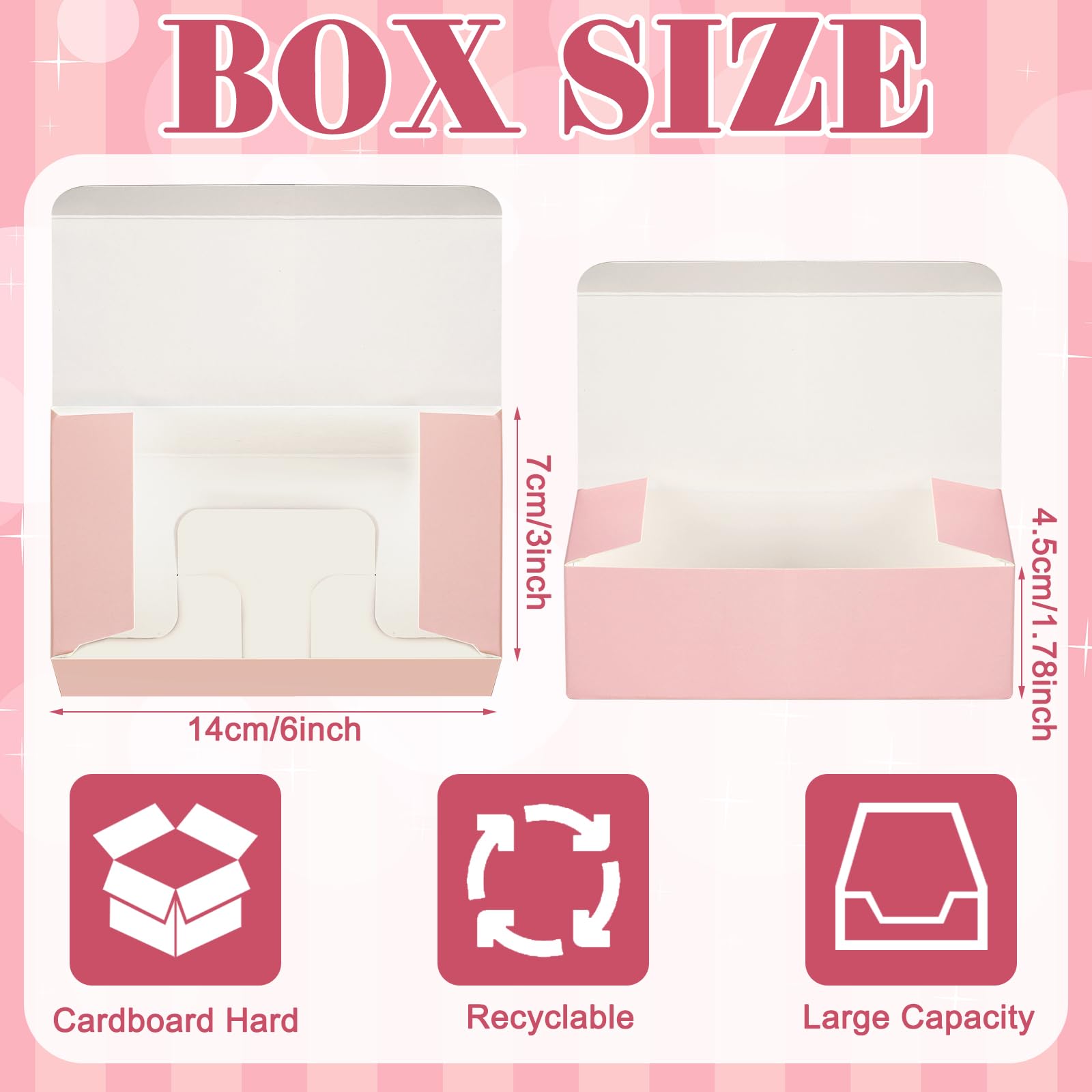 FillTouch 36 Pcs Pink Boxes Small Pink Biscuit Boxes Bakery Boxes Cookie Boxes Candy Boxes Treats Boxes Cardboard Recyclable Pink and Black for Party Favor Wedding Packaging(Pink,6 x 3 x 1.8 Inch)