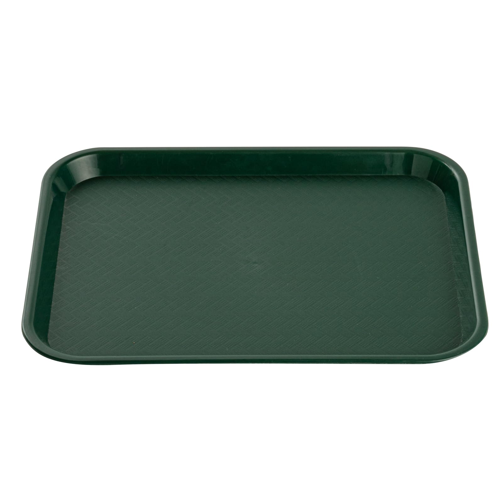 Restaurantware RW Base 10 x 14 Inch Fast Food Tray 1 Sturdy Cafeteria Lunch Tray - Lightweight No Slip Forest Green Plastic Serving Tray Rounded Corners For Restaurants Or Dinner Service