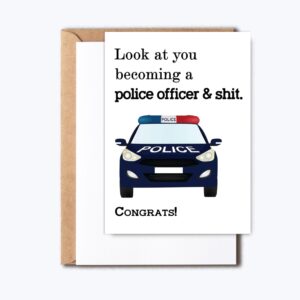 New Police Officer Graduation Card - Graduation Police Officer Greeting Card - Police Officer Graduate Card - Card For Police Officer - Look At You Becoming A Police Officer