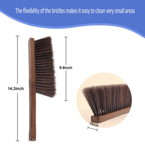 Hand Broom Brush,Natural Wooden Handle Soft Bristles Dusting Cleaning Brush,Light and Sturdy for Furniture,Bed,Car,Bench, Crevice Cleans