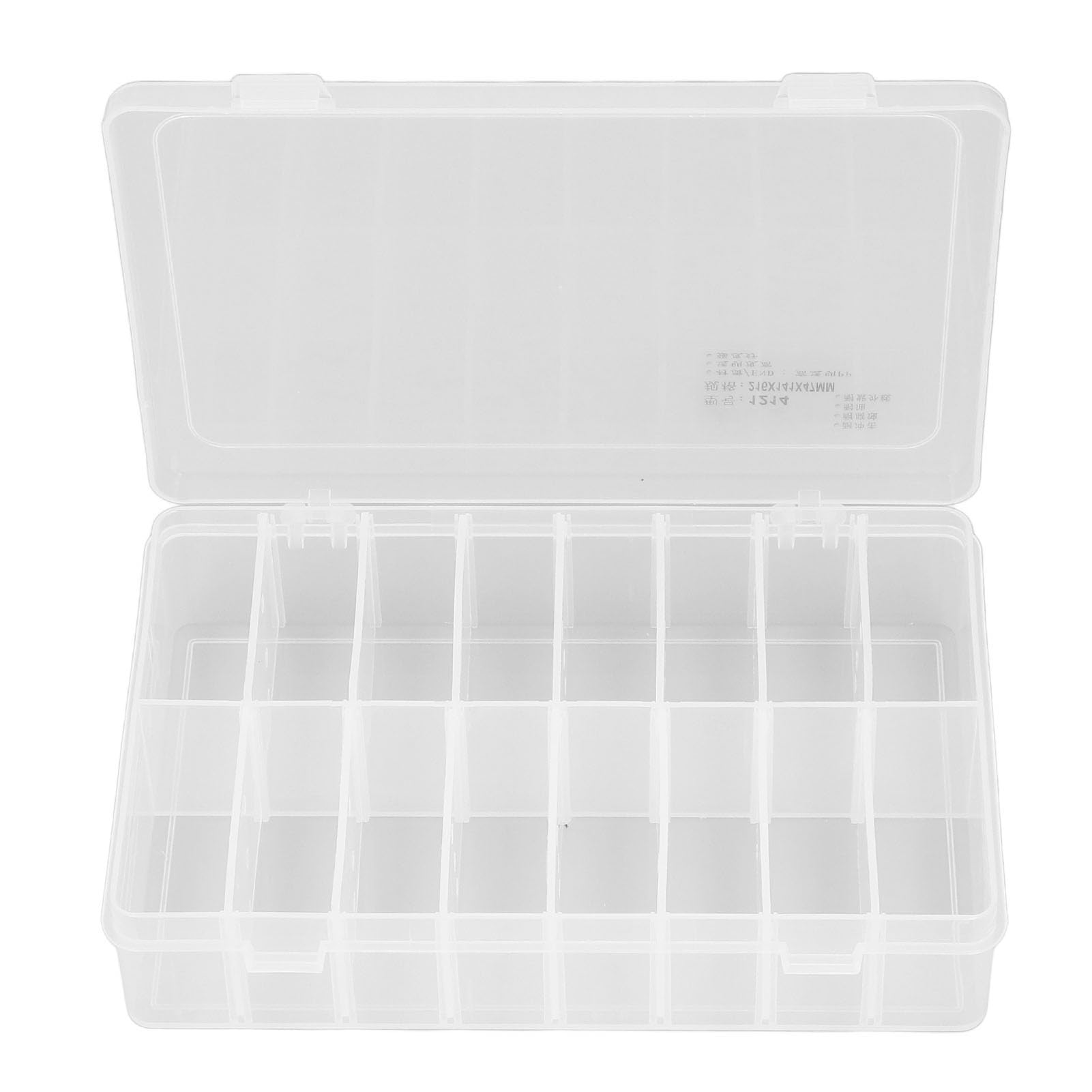 16 Compartment Organizer Box, 16 Compartment Clear Parts Box Adjustable Jewelry Organizer Container, Hooks & Hangers