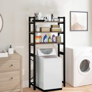 HEVIRGO Over The Toilet Storage 3-Tier Bathroom Organizer Shelves Over Toilet Freestanding Toilet Storage Rack Iron Toilet Stand Laundry Rack (Shipped from The USA) Black