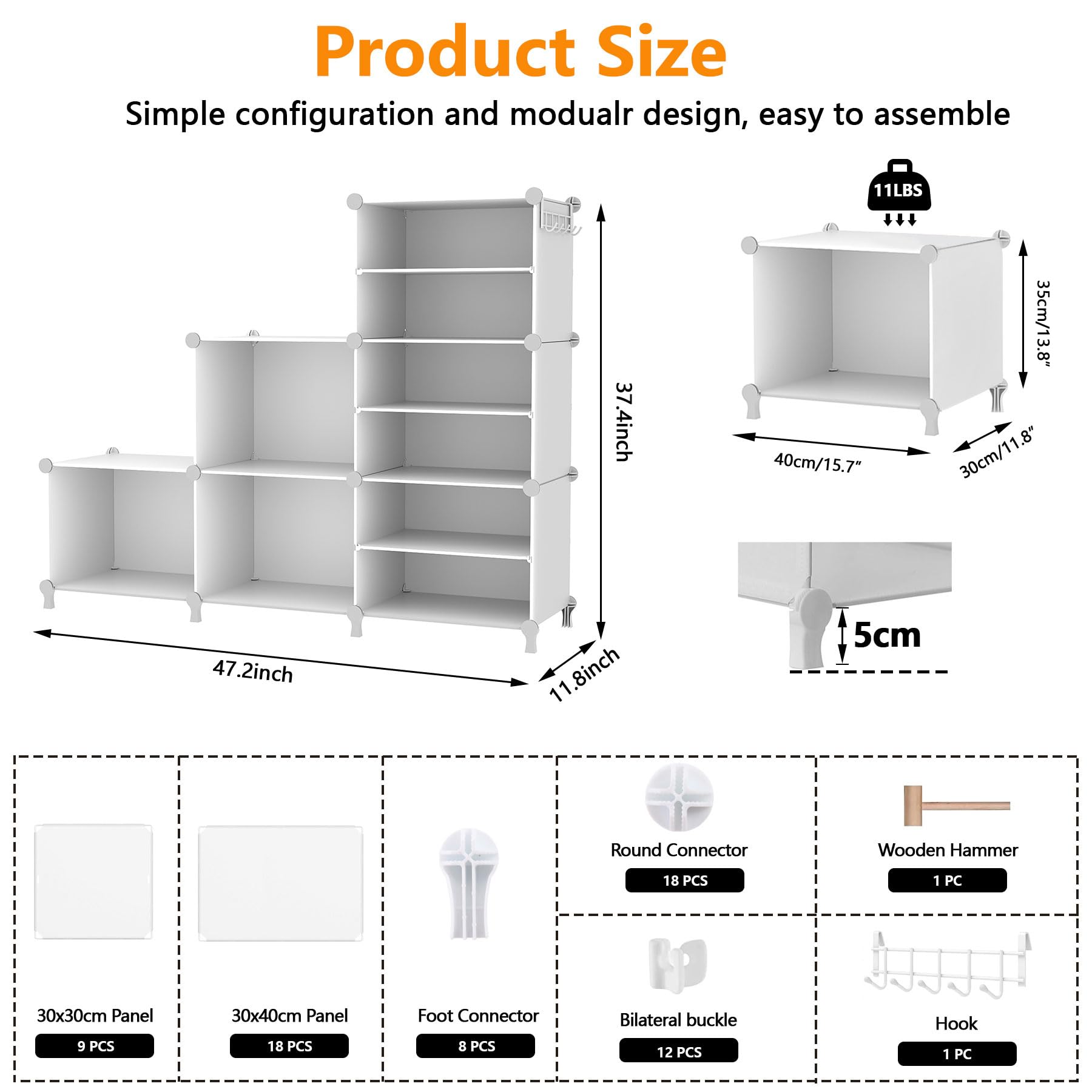 AWTATOS Closet Organizer 6 Cube Storage Shelves Portable Closet Clothes Organizers and Storage Stackable Cubby Shelving for Closet Bedroom Living Room Office White