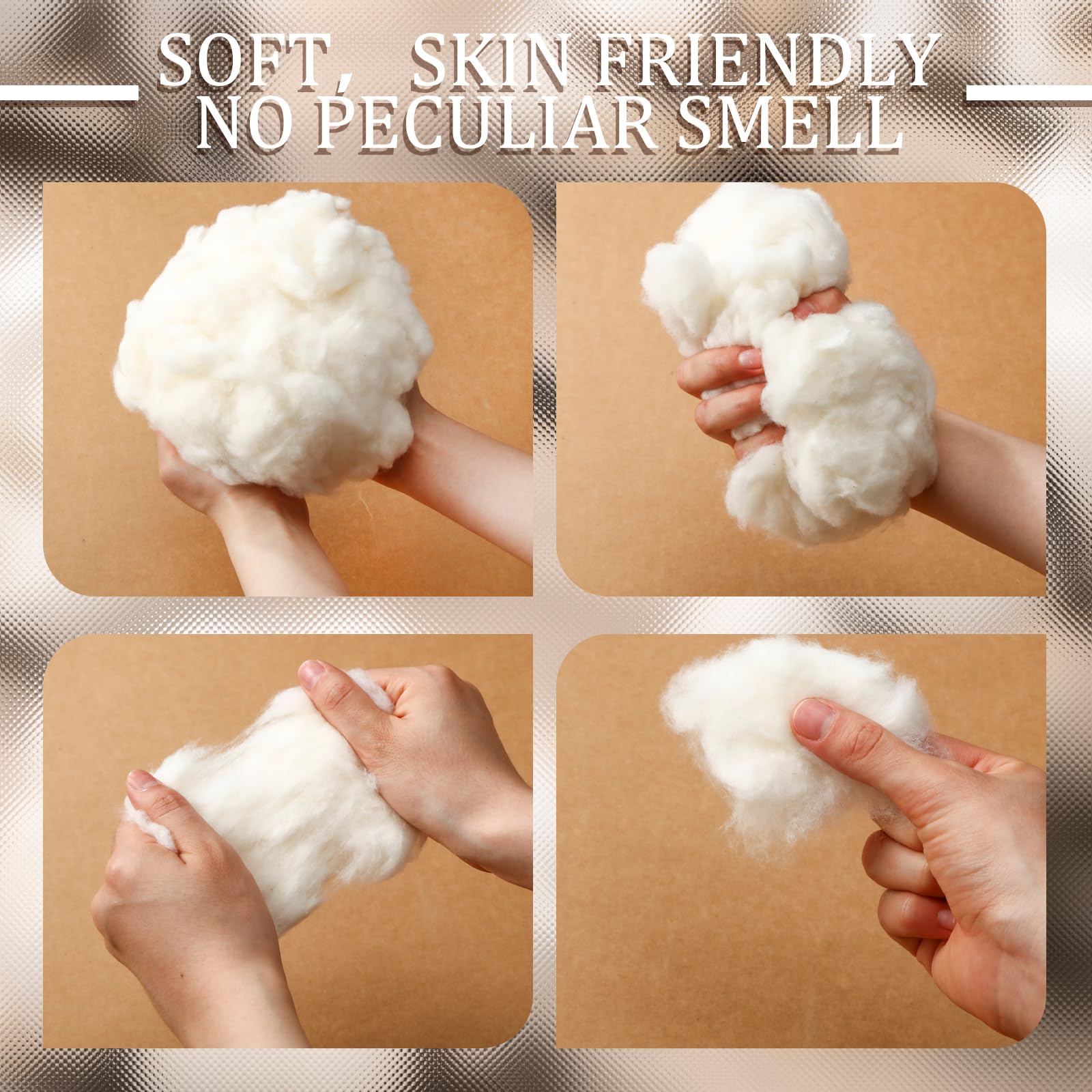 Wesnoy Cotton Filling White Cotton Stuffing for Stuffed Animals Soft Pillow Stuffing Natural Cotton Fiber Filling Batting, Stuffing for Stuffed Animals, Toys, Cloud Decorations, and More(1.1 lb)