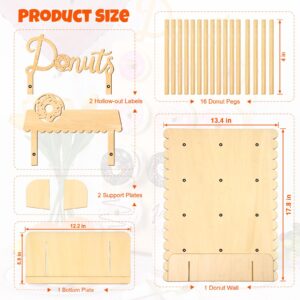 KOYILTD Reusable 12 Peg Donut Wall Stand for Party, Wooden Donut Display Board for Dessert Table Decoration (wood)