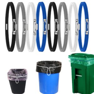 trash can bands set of 8 - adjustable big garbage can bands fits almost all sizes trash cans multifunction elastic large rubber bands for indoor and outdoor party, 4 colors