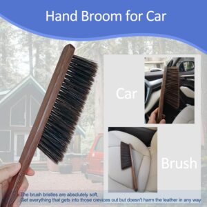 Hand Broom Brush,Natural Wooden Handle Soft Bristles Dusting Cleaning Brush,Light and Sturdy for Furniture,Bed,Car,Bench, Crevice Cleans