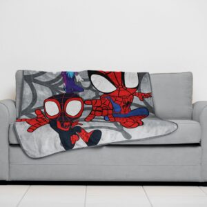 Spidey & His Amazing Friends Plush Throw Blanket - Measures 50 x 60 Inches - Kids Super Soft Fleece Bedding Features Ghost Spider Gwen & Miles Morales