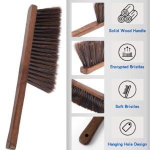 Hand Broom Brush,Natural Wooden Handle Soft Bristles Dusting Cleaning Brush,Light and Sturdy for Furniture,Bed,Car,Bench, Crevice Cleans