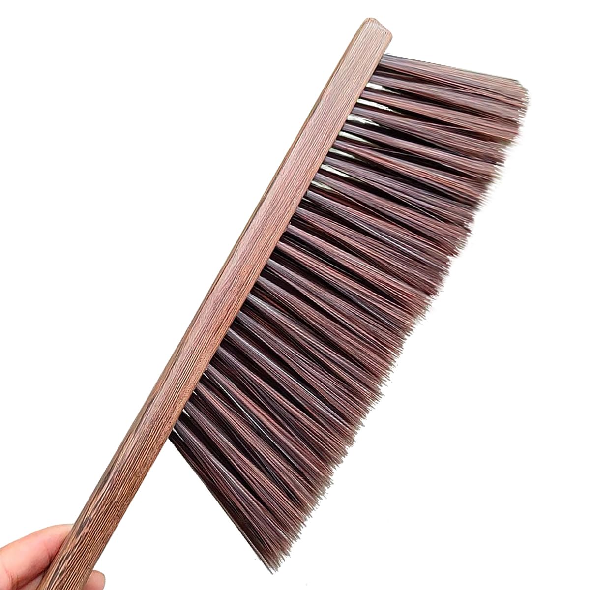 Hand Broom Brush,Natural Wooden Handle Soft Bristles Dusting Cleaning Brush,Light and Sturdy for Furniture,Bed,Car,Bench, Crevice Cleans