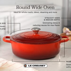 Le Creuset Enameled Cast Iron Signature Round Wide Dutch Oven, 6.75 qt., Caribbean