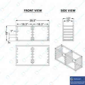 AmGood Wall Mounted Sheet/Bun Pan Rack - 40" x 13" x 18". Fits 10 Half Size Pans. NSF