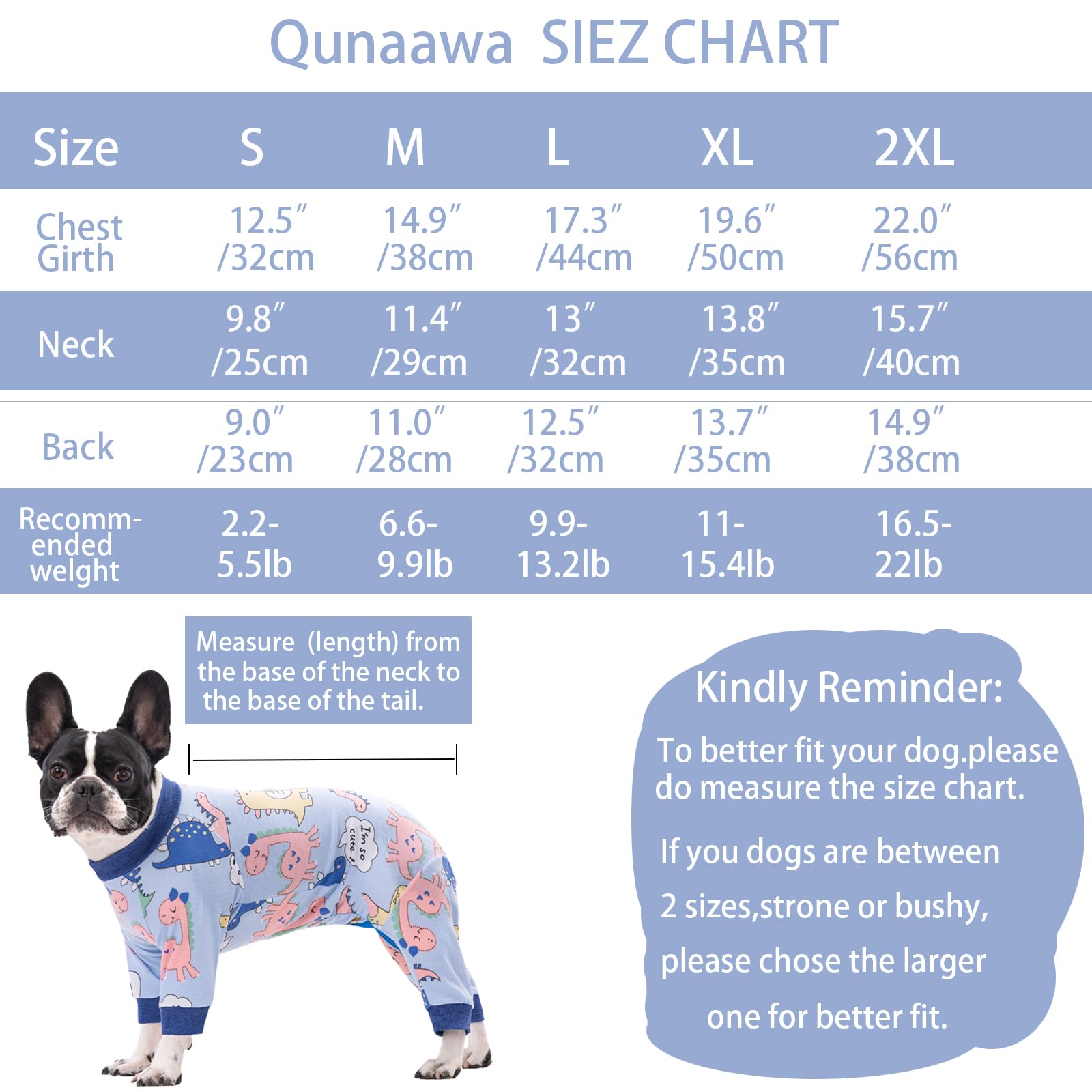 Qunaawa Dog Recovery Suit for Surgery Small Medium Dogs Onesie, Cute Soft Dog Pajamas Bodysuit Cone Alternative Prevent Licking Dog Recovery Suit Female Male (Small, Dinosaur Blue)