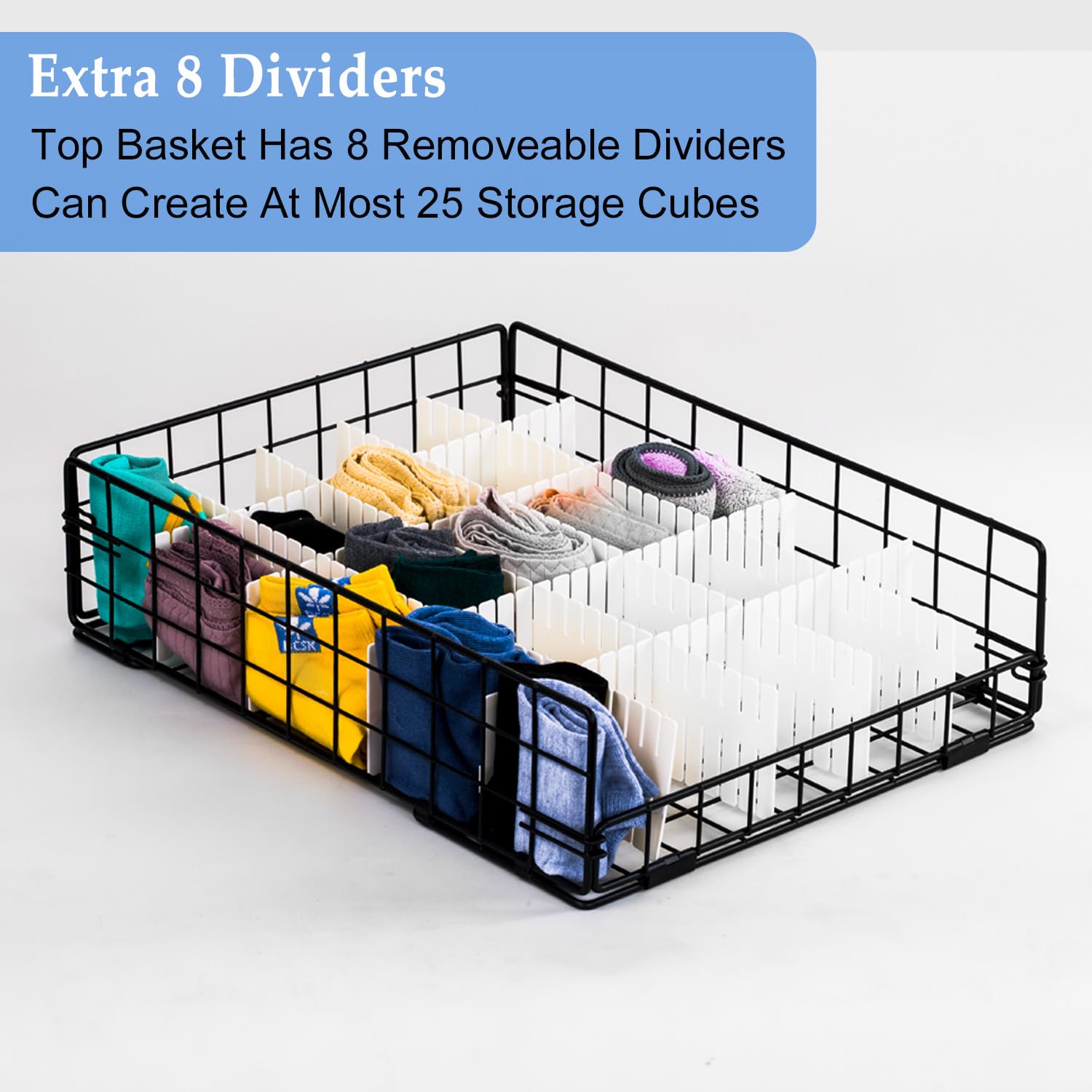 4 Pack Closet Organizers and Storage Shelves for Clothes, 4 Tier Stackable Closet Storage Basket Bin Container for Clothing Sweater Jean, Narrow, Foldable, Sturdy Metal Closet System Organizer Shelf