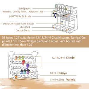 Bucasso Plastic Model Paint Rack Model Tool Organizer MDF Material Paint Rack Scissors/Tweezers/Paint Storage All-in-One Model Workbench Assembly Plastic Model Building Storage GK SY