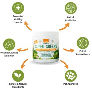 iHeartDogs Super Greens for Dogs with Broccoli Sprouts & Spirulina Powder - Seasonal Allergy & Immune Support Dog Greens Powder - Vitamins, Antioxidants & Minerals Supplement for Dogs