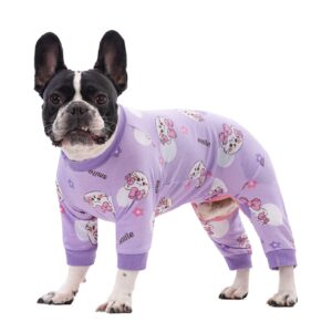 qunaawa dog recovery suit for surgery small medium dogs onesie, cute soft dog pajamas bodysuit cone alternative prevent licking dog recovery suit female male (x-large, cat purple)