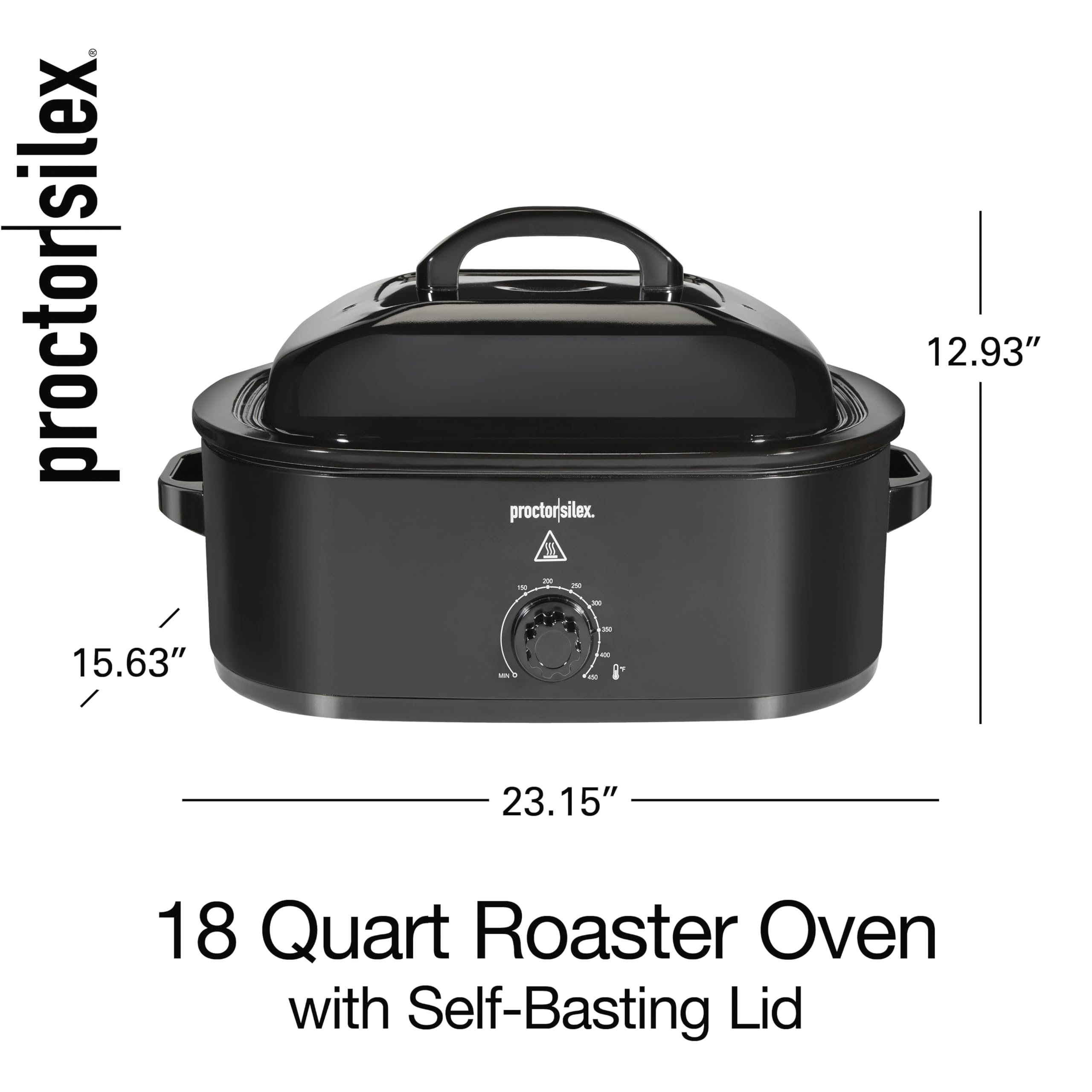 Proctor Silex 24-Pound Electric Roaster Oven with Variable Temperature Control, Self-Basting Lid & Removable Pan, 18 Quart, Black (32211)