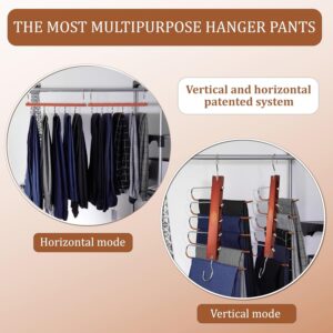 Altai Republic Wooden Pants Hangers Space Saving - 5 in 1 Jean Hangers for Closet - Trouser Hangers, Stainless Steel Extendible, Multi Hanger, Magic Hanger, Wardrobe Clothes Hanger Holder (Mahagony)