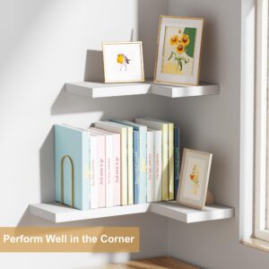 Love-KANKEI White Floating Shelves for Wall Set of 6, Wood Wall Shelves with Invisible Bracket,Rustic Hanging Shelves for Display,Bedroom Living Room Bathroom Kitchen Office