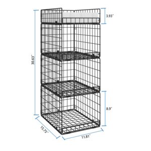 4 Pack Closet Organizers and Storage Shelves for Clothes, 4 Tier Stackable Closet Storage Basket Bin Container for Clothing Sweater Jean, Narrow, Foldable, Sturdy Metal Closet System Organizer Shelf