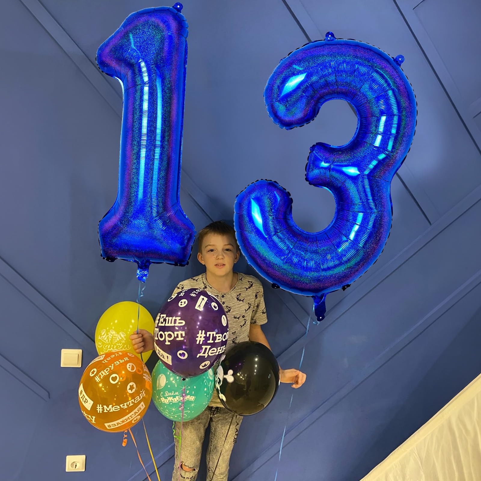 3rd Birthday Royal Blue Balloon, Dark Blue Foil Number 3 Balloons, 40 Inch Self Inflating Navy Iridescent Blue Globos Azul Marino Balloon 3 for Boys Kids Birthday Graduation Party Decoration Supplies