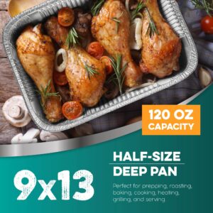 Aluminum Pans With Lids 9x13 [30 Sets] Aluminum Foil Pans Trays With Lids - Half Size Tin Foil Disposable Pans For Baking, Roasting, Cake Serving Dishes, Catering Supplies, Steam Table Chafing