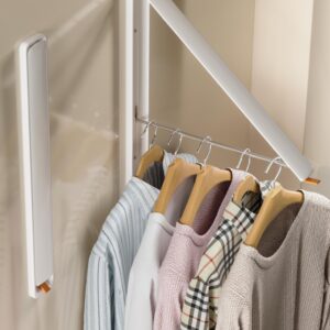 Dr.DJ Clothes Drying Rack Wall Mounted, Retractable & Foldable Clothes Hanger for Laundry Room Organization and Storage, Clothes Hanger Rack for Dorm, Closet, Balcony, Laundry Room(1P, Metal, White)