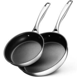 legend cookware superstainless non-stick skillets - 5-ply stainless steel + aluminum - 2-ply pfoa-free non-stick - all cooking surfaces + oven - lids sold separately - 1 ea. 8" & 10" fry pans