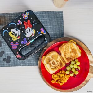 uncanny brands disney mickey and minnie mouse sandwich maker - small kitchen appliance