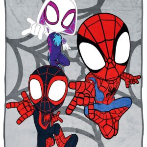 Spidey & His Amazing Friends Plush Throw Blanket - Measures 50 x 60 Inches - Kids Super Soft Fleece Bedding Features Ghost Spider Gwen & Miles Morales