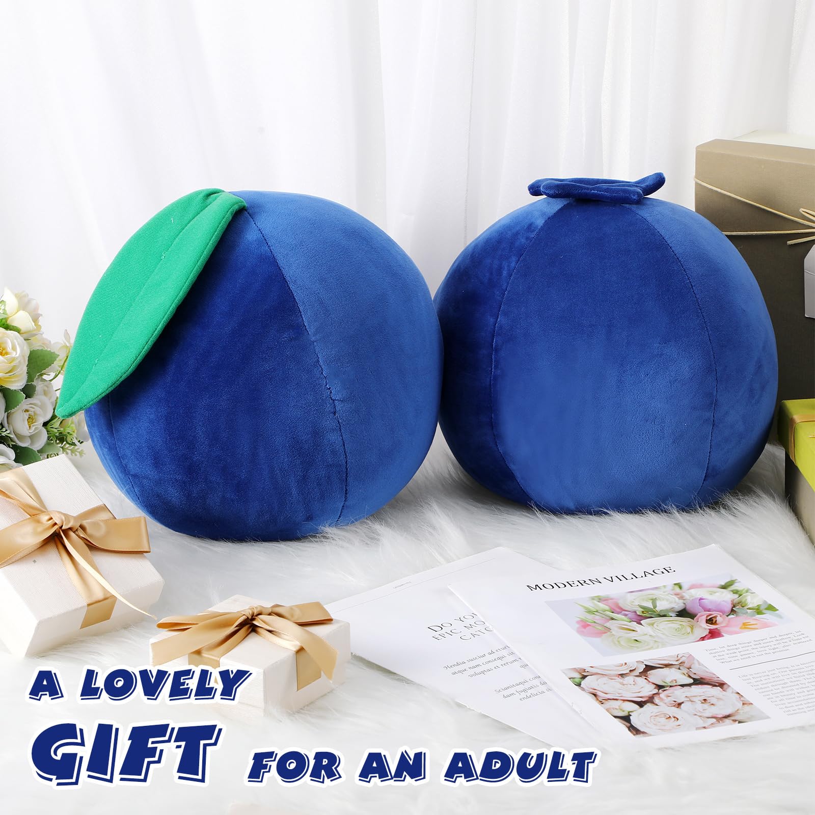 Beeveer Christmas Decorative Gift Blueberry Plush Cute Fruit Plush Pillow Kawaii Hugging Plushies Soft Novelty Cushion Seat Xmas Decor for Kids Girl