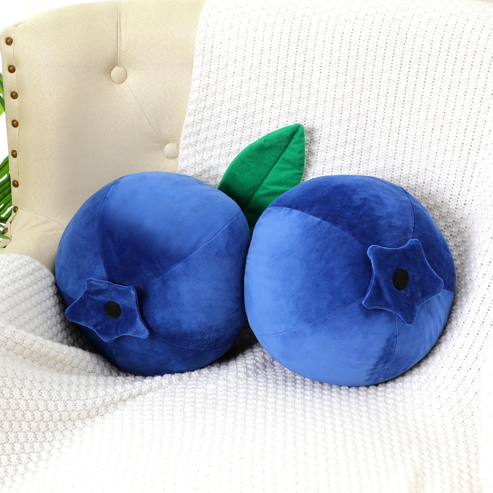 Beeveer Christmas Decorative Gift Blueberry Plush Cute Fruit Plush Pillow Kawaii Hugging Plushies Soft Novelty Cushion Seat Xmas Decor for Kids Girl