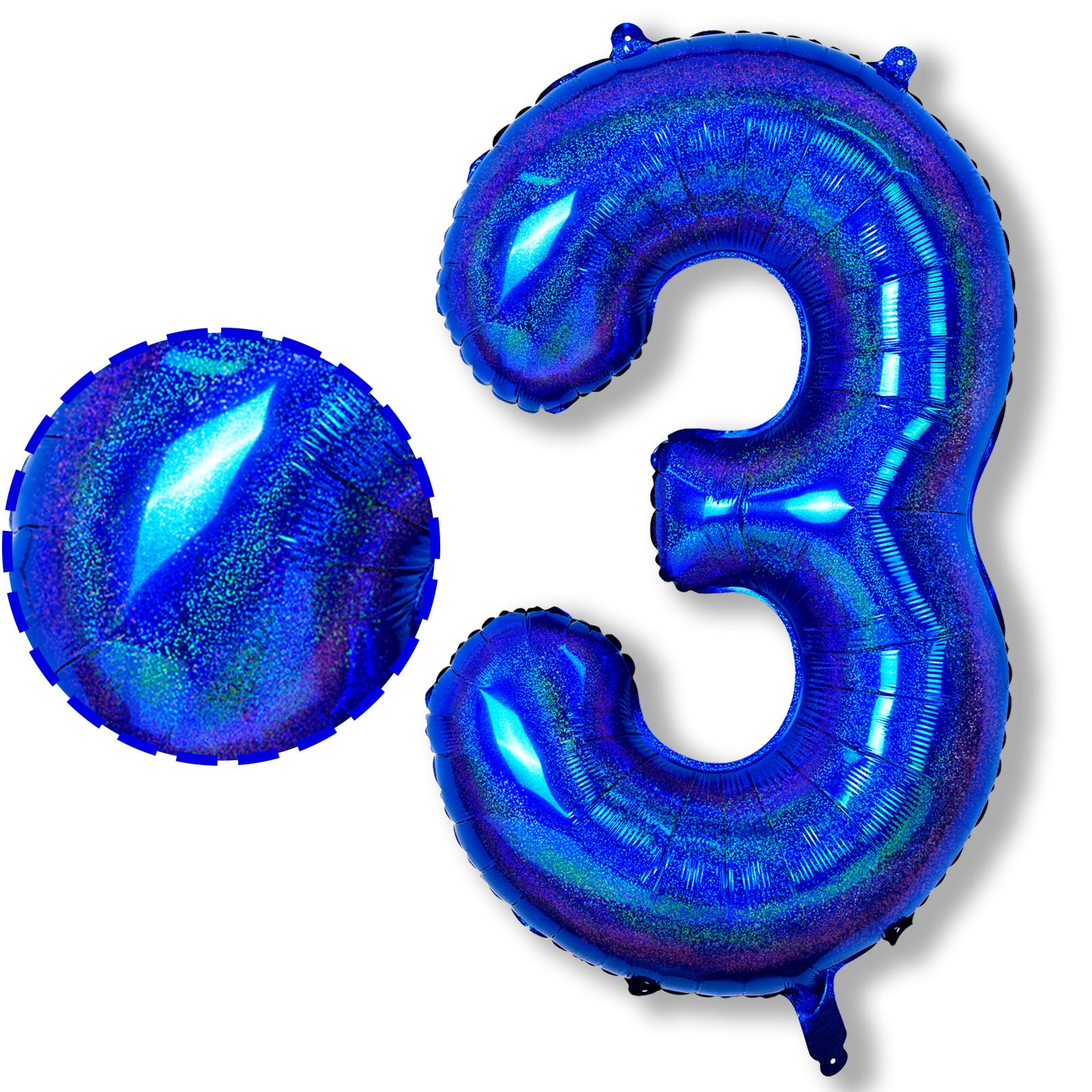 3rd Birthday Royal Blue Balloon, Dark Blue Foil Number 3 Balloons, 40 Inch Self Inflating Navy Iridescent Blue Globos Azul Marino Balloon 3 for Boys Kids Birthday Graduation Party Decoration Supplies