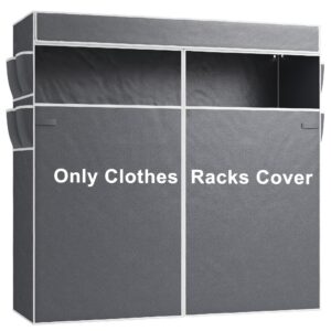 raybee garment rack cover only, fabric clothing rack cover with zipper, clothes rack cover with pvc clear window & 8 side storage pockets, garment rack cover only 76.7" w x 75.1" h x 17.9" d(large)