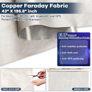 Faraday Fabric 43” x 118”, Military Grade Blocking Cloth Shielding, Conductive Material Cover for WiFi, Cell, Bluetooth, RFID, EMP Protection with Faraday Tape