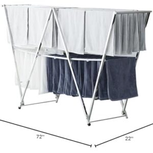 Letusto W-Rack Laundry Clothes Drying Rack - Indoor & Outdoor Folding Clothing Rack Foldable - Stainless Steel Laundry Garment Dryer Stand V2 (Square)