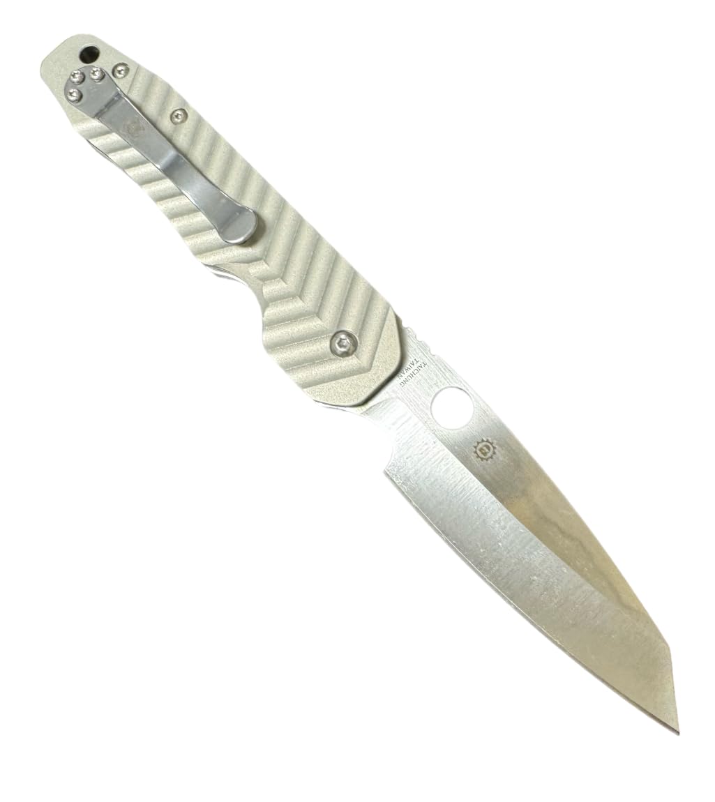 August Engineering Scales for Spyderco Smock Knife C240CFP Compression Lock S30V Classic Texture & Chevron Design (Knife Not Included) AE-1151 AE-1152 (Chevron Aluminum - Silver)