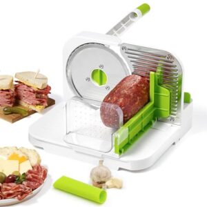 starfrit deli slicer - slices meat, cheese, bread - 6.5" stainless steel blade - adjustable thickness knob - nestable for easy storage | 2-in-1 fruit and vegetable with bonus peeler