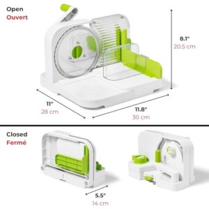 Starfrit Deli Slicer - Slices Meat, Cheese, Bread - 6.5" Stainless Steel Blade - Adjustable Thickness Knob - Nestable for Easy Storage | 2-in-1 Fruit and Vegetable with Bonus Peeler