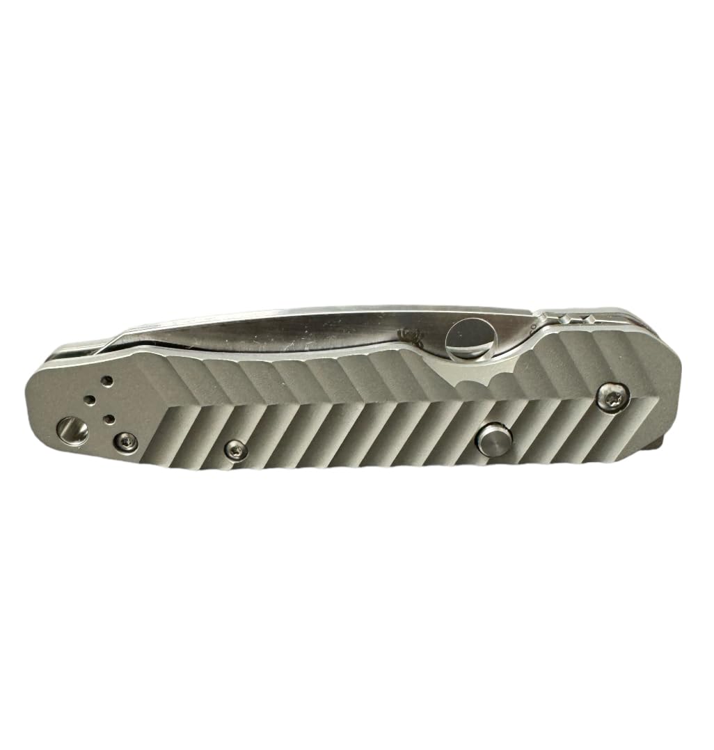 August Engineering Scales for Spyderco Smock Knife C240CFP Compression Lock S30V Classic Texture & Chevron Design (Knife Not Included) AE-1151 AE-1152 (Chevron Aluminum - Silver)