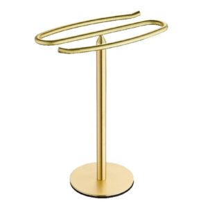 hand towel holder,free standing hand towel rack for bathroom,304 stainless steel towel holder with round base,brushed gold