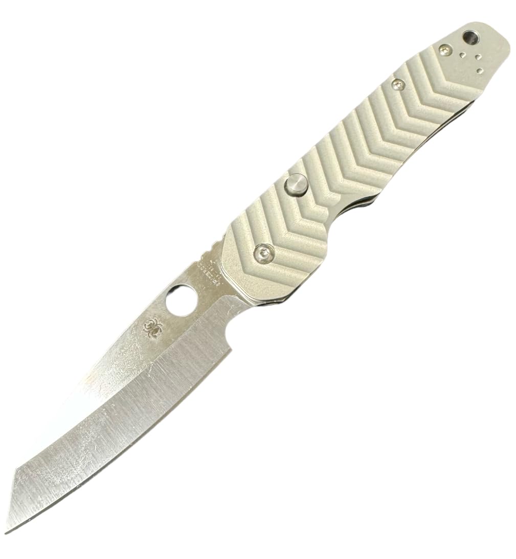 August Engineering Scales for Spyderco Smock Knife C240CFP Compression Lock S30V Classic Texture & Chevron Design (Knife Not Included) AE-1151 AE-1152 (Chevron Aluminum - Silver)