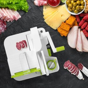 Starfrit Deli Slicer - Slices Meat, Cheese, Bread - 6.5" Stainless Steel Blade - Adjustable Thickness Knob - Nestable for Easy Storage | 2-in-1 Fruit and Vegetable with Bonus Peeler