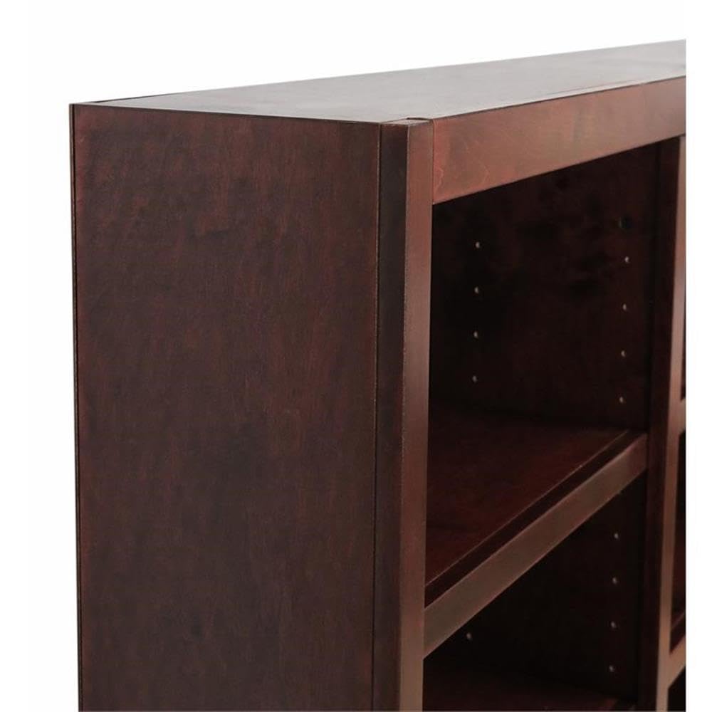 Pemberly Row Traditional 84" Tall 18-Shelf Triple Wide Wood Bookcase in Cherry