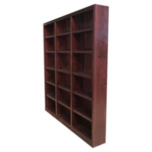 pemberly row traditional 84" tall 18-shelf triple wide wood bookcase in cherry